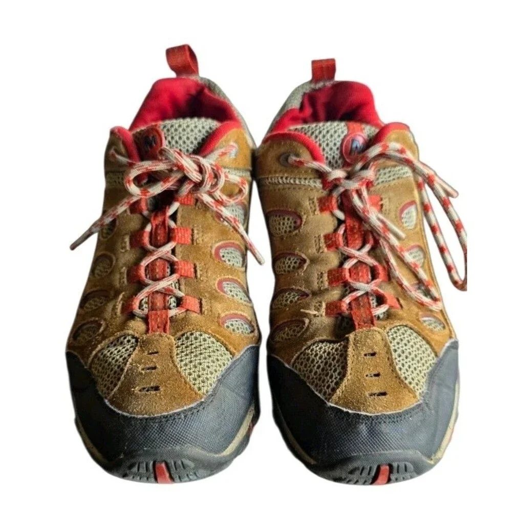 Merrell Kangaroo/Ochre Hiking Trail Shoes Men's US 8.5 Brown Red Suede Vibram